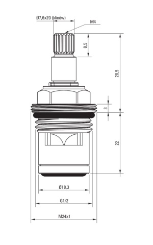 🔩 Cartuș ceramic 90° – Apă rece – Cod XPCE2GJZ2 - Img 2