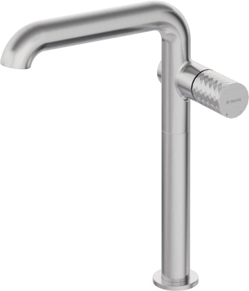🚰 Baterie înaltă pentru chiuvetă SILIA HEXA, pipă dreptunghiulară – Finisaj oțel șlefuit – Cod BHS_F24K - Img 1