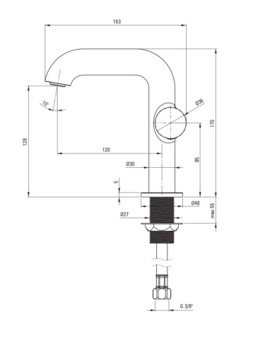 🚰 Baterie pentru chiuvetă SILIA HEXA, pipă dreptunghiulară – Finisaj auriu periat – Cod BHS_R24M - Img 2