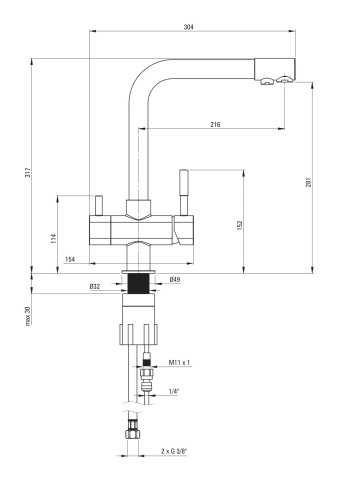 Baterie pentru bucătărie, cu kit de filtrare a apei BCHF065M - Img 2