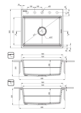 MAGNETIC – Chiuvetă Magnetică din Granit, ZRM_S10A Gri Metalic - Img 2