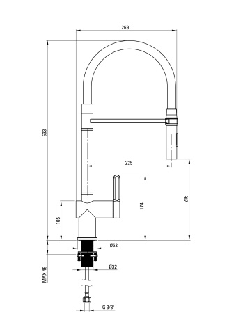 Magnetic Baterie pentru bucătărie, cu pipă elastică - 2 Funcții Finisaj: Auriu periat BRM_R72M - Img 2