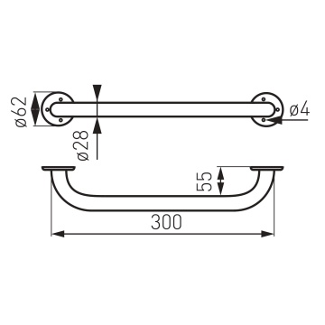 METALIA Mâner de susținere drept, 300 mm alb R6630,11 - Img 2