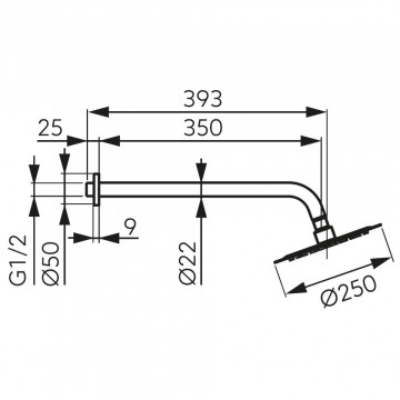 Set Cap Fix de Dus - Brat și Cap de Dus Slimline - Cod: NPT13BL - Img 2
