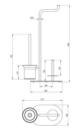 SILIA - Suport Hârtie Igienică Stativ, 3 Funcții, Bronz Periat (ADI_C732) - Img 2
