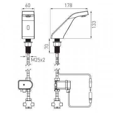 Sirocco Sensor Pre-Mixed - baterie stativă lavoar cu senzor, cu premixer inclus - BBB101M - Ferro - Img 2
