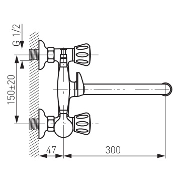STANDARD Baterie perete cadă-duș cu pipă pivotantă și accesorii crom BST11A - Img 2