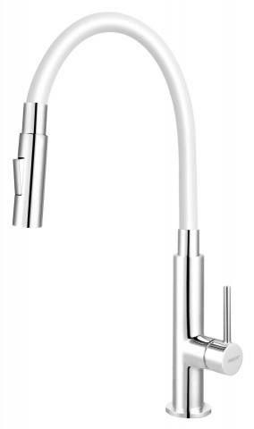 Zumba Slim 2F - baterie stativa bucatarie cu pipa flexibila, alb - BZA43W - Ferro - Img 1
