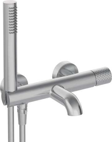 🛁 Baterie pentru cadă SILIA HEXA, cu set de duș – Finisaj oțel șlefuit – Cod BHS_F11M - Img 1