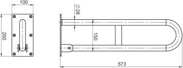 METALIA HELP Mâner de susținere dublu, rabatabil, 572 mm inox R66550,44 - Img 2