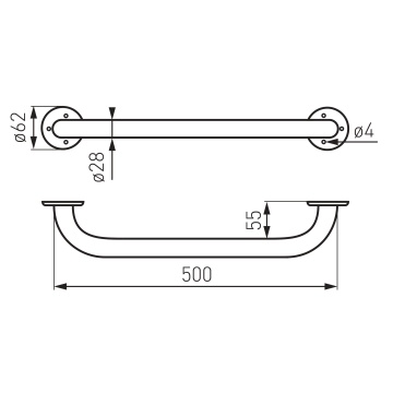 METALIA Mâner de susținere drept, 500 mm alb R6650,11 - Img 2