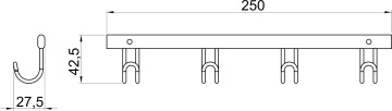 METALIA WIRE Bară cu 4 agăţători crom 6043,0 - Img 2