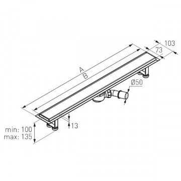 Rigolă duș liniară pentru plăci ceramice - 70 cm - OLP1-70 - Ferro - Img 2