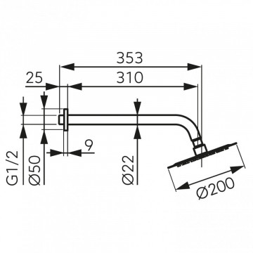 Set Cap Fix de Dus - Brat și Cap de Dus Slimline - Cod: NPT11BL - Img 2