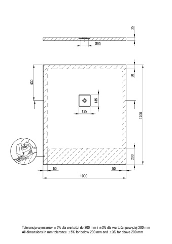 Silia Cădiță de duș din acrilat, rectangular, Finisaj: Alb KSKA01012B - Img 2