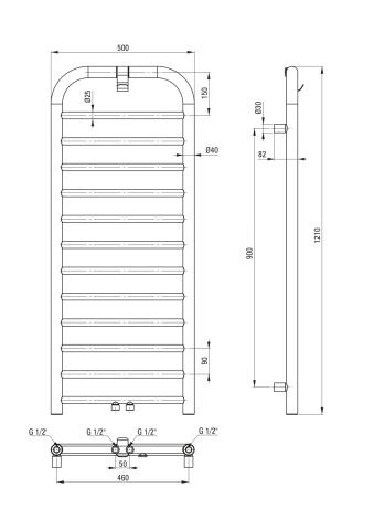 Silia Calorifer baie - înălțime 121 cm AGI_CG41 - Img 2