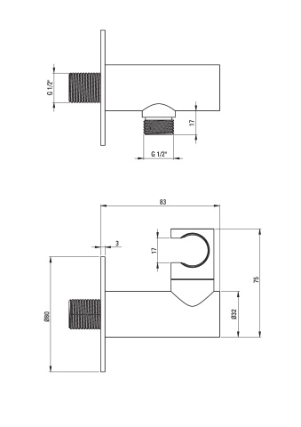 Silia Cot conector pentru furtun, rotund, cu mâner pentru dușul de mână Finisaj: Alb NQS_A57K - Img 2