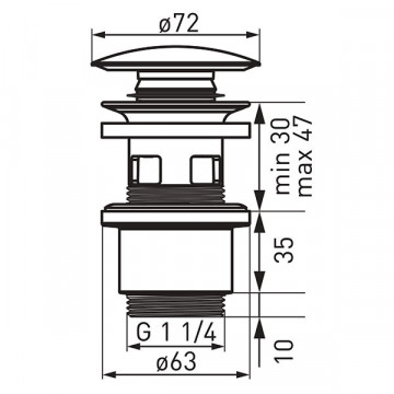 Ventil click-clack cu dop ceramic alb D1 1/4” - S288PPC - Ferro - Img 2