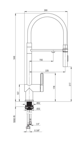 🚰 Baterie bucătărie MAGNETIC, cu racord filtru de apă & pipă flexibilă finisaj: Otel slefuit – Cod BRM_F75M - Img 2