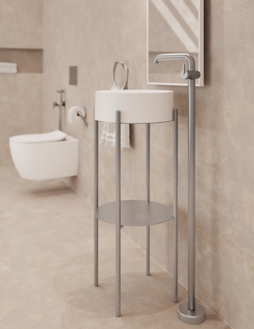 🚰 Baterie chiuvetă freestanding SILIA, finisaj oțel șlefuit – Cod BQS_F2KK - Img 2