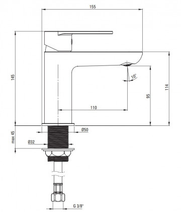 ALPINIA Baterie pentru Chiuvetă - ECO-Aerator 4,5 l/min finisaj crom BGAE020M - Img 2