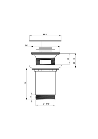 Click-Clack Dop pentru chiuvetă, sau bideu, cu manșon metalic - ceramic Finisaj: Alb NHC_C10U - Img 2