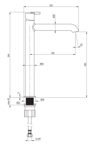 SILIA - Baterie Înaltă pentru Chiuvetă, Bronz Periat (BQS_C20K) - Img 2
