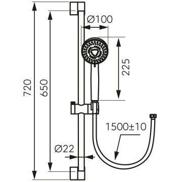 SLIDING SHOWER SETS Set bara dus 3 functii cu suport culisant Horn, crom - N370- Ferro - Img 2