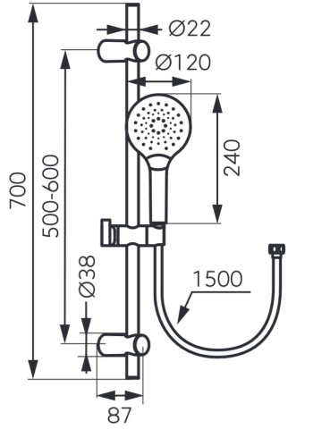 SLIDING SHOWER SETS Set de duș culisant crom N343-LB - Img 2