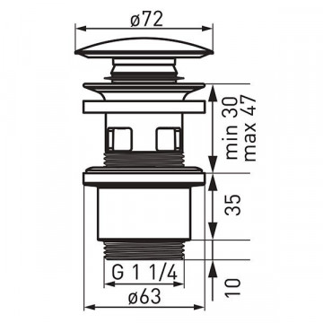 Ventil click-clack cu dop ceramic alb D1 1/4” - S288PPC-B - Ferro - Img 2