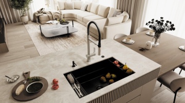 🚰 Baterie bucătărie MAGNETIC, cu racord filtru de apă & pipă flexibilă finisaj: Otel slefuit – Cod BRM_F75M - Img 3