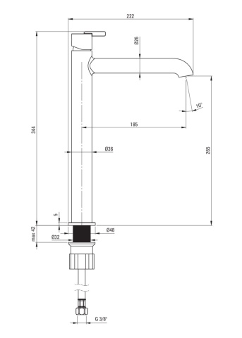 🚰 Baterie înaltă pentru chiuvetă SILIA – Finisaj Bianco – Cod BQS_A20K - Img 2