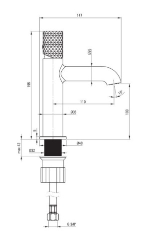 🚰 Baterie pentru chiuvetă SILIA HEXA – Finisaj oțel șlefuit – Cod BHS_F20M - Img 2