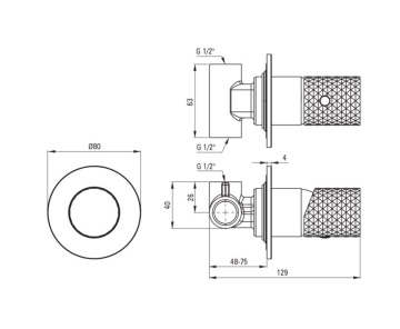 🚿 Baterie pentru duș încastrată SILIA HEXA, finisaj auriu periat – Cod BHS_R44L - Img 2