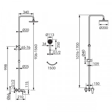 Algeo - sistem de dus cu baterie pentru cada-dus - NP78-BAG13U - Ferro - Img 2