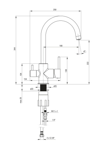 Baterie pentru bucătărie, cu kit de filtrare a apei BCHF064M - Img 2