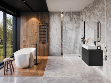 BLUR – Baterie pentru Cadă, de Sine Stătătoare, cu Set de Duș, BQL_N17M Finisaj Nero 🛁✨ - Img 3