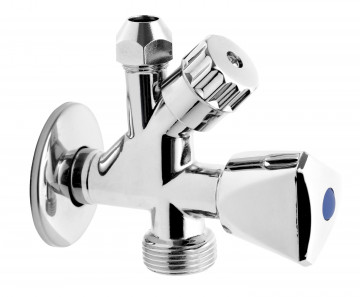 Robinet colțar în unghi combinat 3/8”x1/2”x3/4” - CF5104 - Ferro - Img 1
