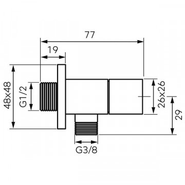 Rotondo robinet colțar 1/2”x3/8” cu cartuș ceramic și manetă metalică - Z293 - Ferro - Img 2