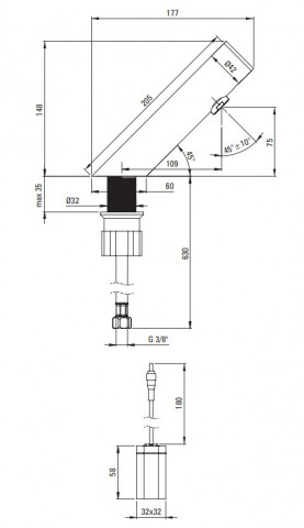 SENSE Baterie pentru Chiuvetă, Fără Contact Direct, Fără Sistem de Reglare a Temperaturii - 4xAA - BQR_N28R - Img 2