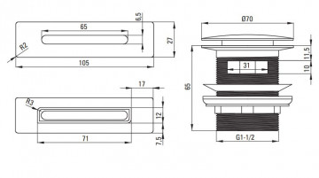 Set de Accesorii pentru Cadă - Dop și Preaplin Finisaj: Titan KYY_D10B - Img 2