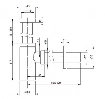 Sifon pentru lavoar rotund NHC_R31K Finisaj: auriu periat - Img 2
