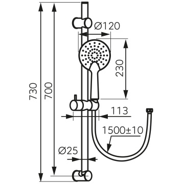SLIDING SHOWER SETS Set bara dus 1 functie cu suport culisant Phila, crom - N375- Ferro - Img 2