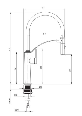 🚰 Baterie bucătărie CORDA, cu pipă flexibilă și 2 funcții, finisaj aur periat – Cod BRC_R72M - Img 2