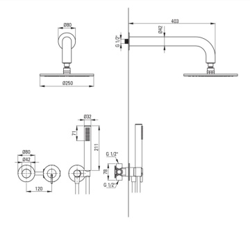 🚿 SILIA – Set de duș cu montare îngropată, bronz periat (NQS_C0YK) 🛁 - Img 2
