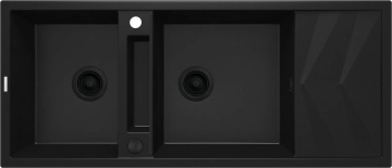 Magnetic Chiuvetă magnetică din granit, 2-cuve cu picurător Finisaj: Negru ZRM_N213 - Img 1