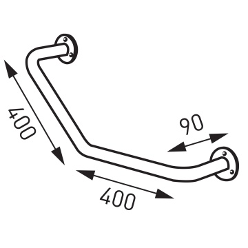 METALIA Mâner de susținere, 400x400 mm crom R66404,44 - Img 2