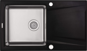 Prime Chiuvetă granit-inox, 1-cuvă cu picurător Finisaj: Negru ZSR_G113
