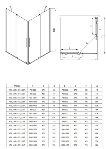 PRIZMA Cabină de duș, pătrata, 90x90 cm KPNDP09P09 Finisaj Titan 🚿⚙️ - Img 8