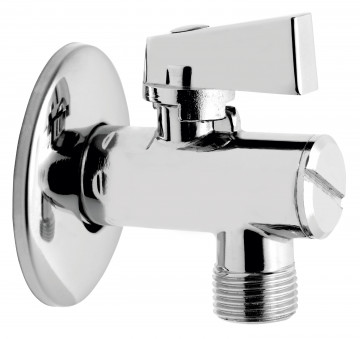 Robinet colțar cu bilă, filtru și manetă metalică - Z1212KF - Ferro - Img 1